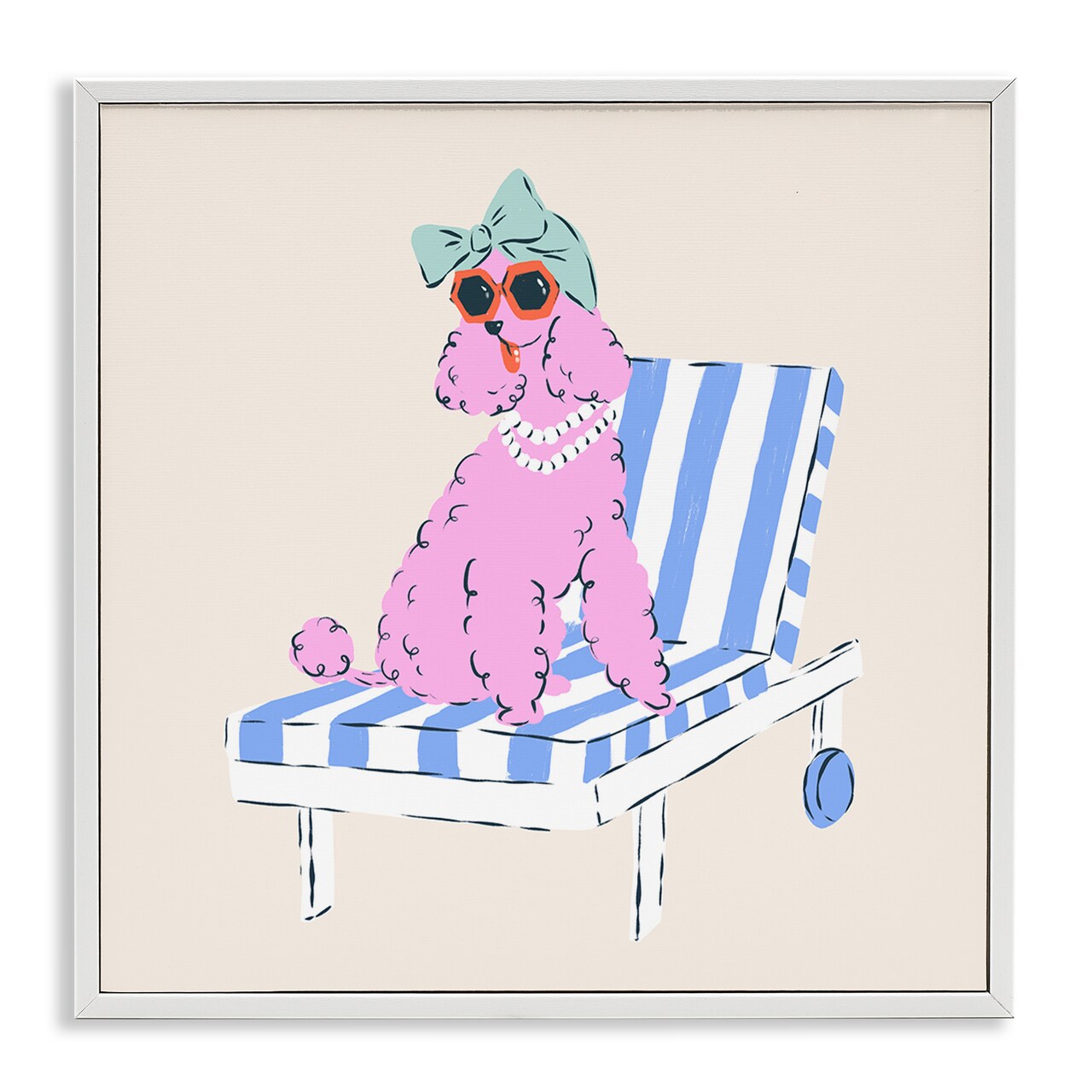 Stupell Industries Trendy Poodle Lounge Chair Framed Giclee, design by Krissy Mast